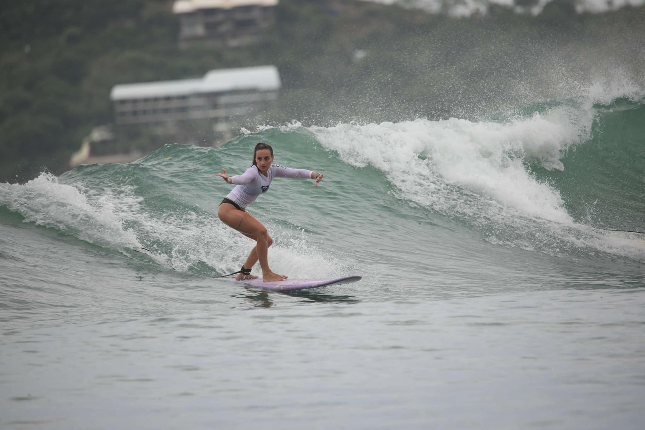 Camilla on a wave