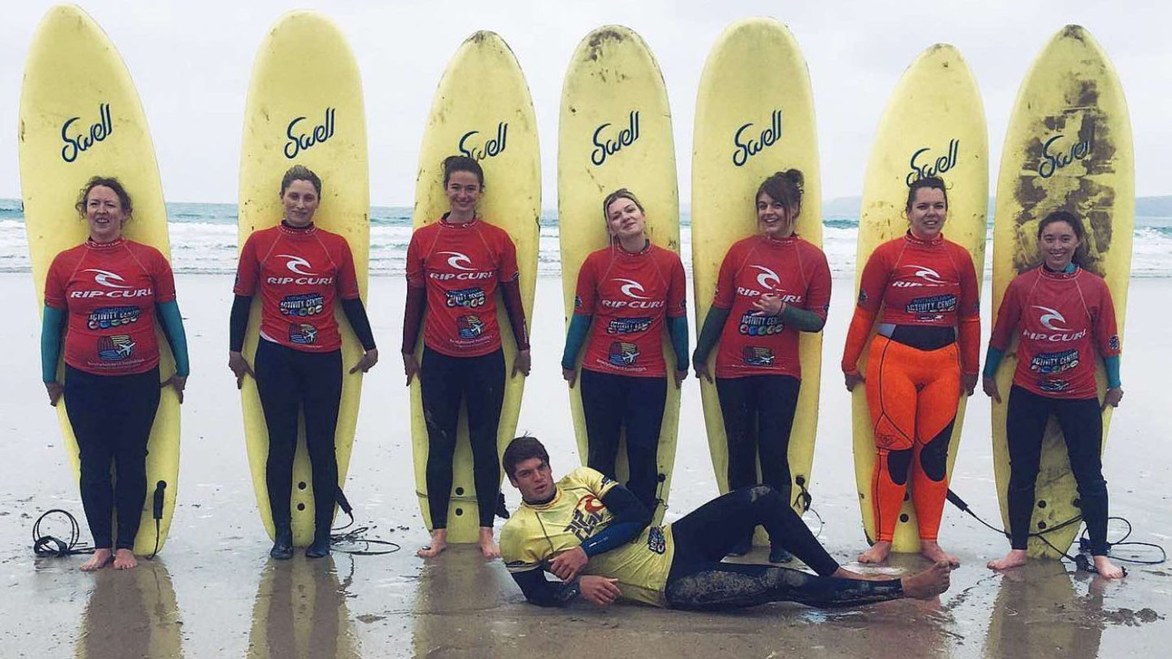 Emma and her first surf lesson