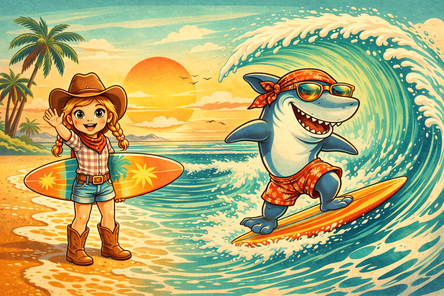 Sunday Surf Poem: The Little Cowgirl and the Surfing Shark